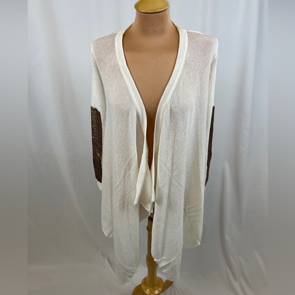 L Love USA Lightweight Draped Cardigan Sweater With Sequin Accent - Picture 1 of 5